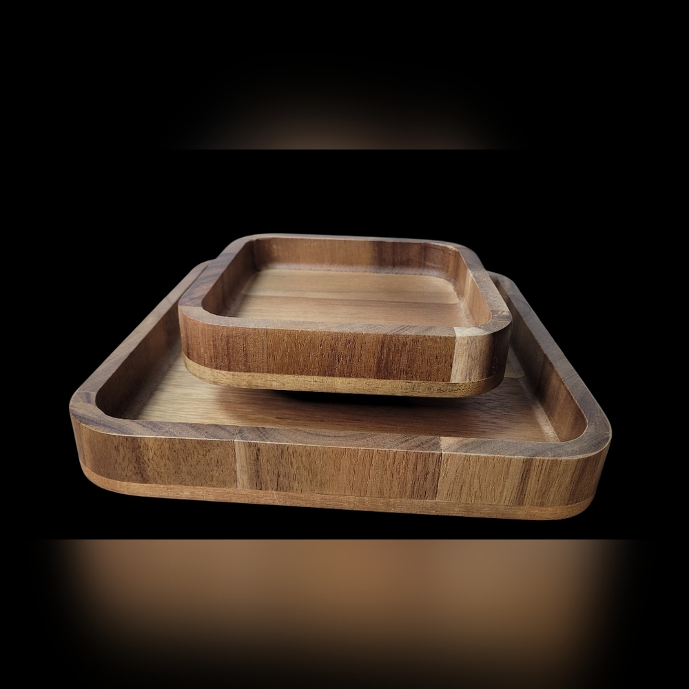 Elegant Wooden Serveware Set Nut Dish Bowl Platter